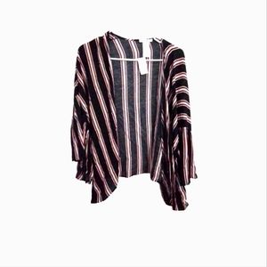 New! Maurices thin open front striped Kimono Cardigan. Pink,white, black